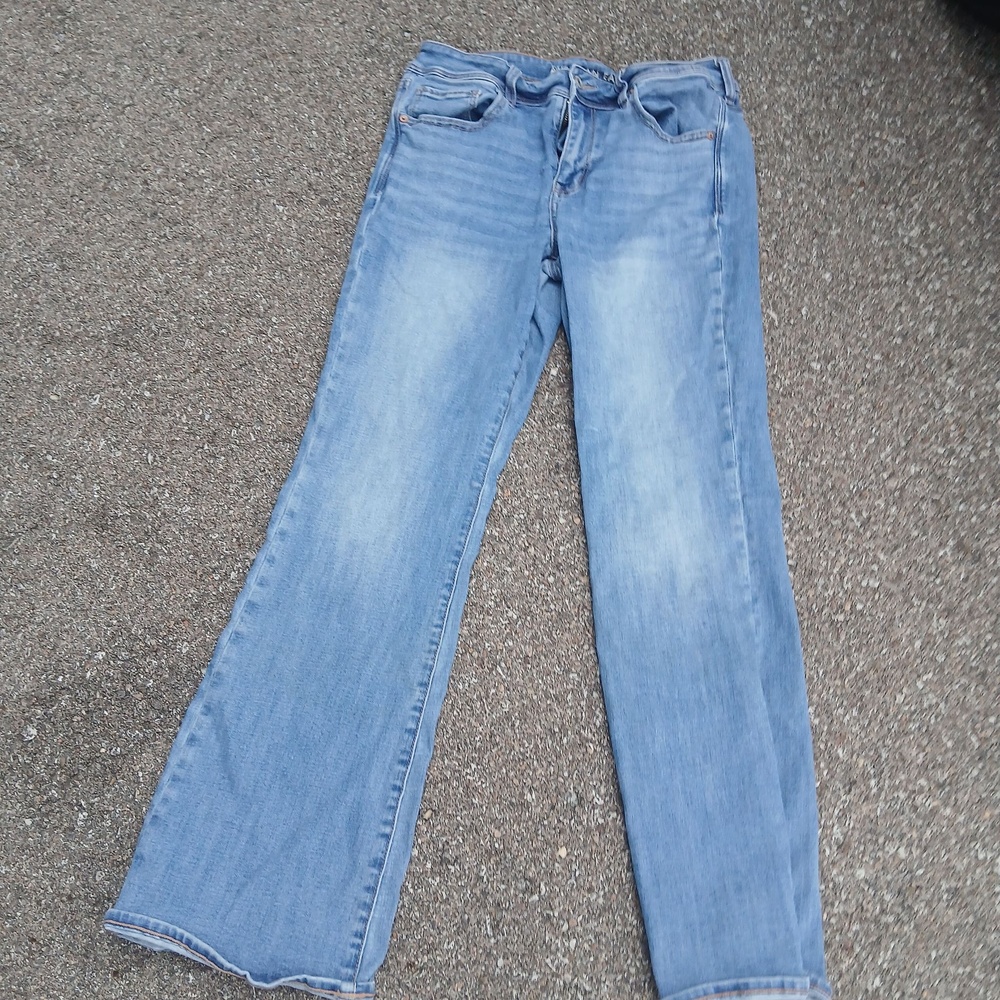 American Eagle Jeans Womens 12 Light Wash Blue Kick Boot Bootcut Stretch Denim